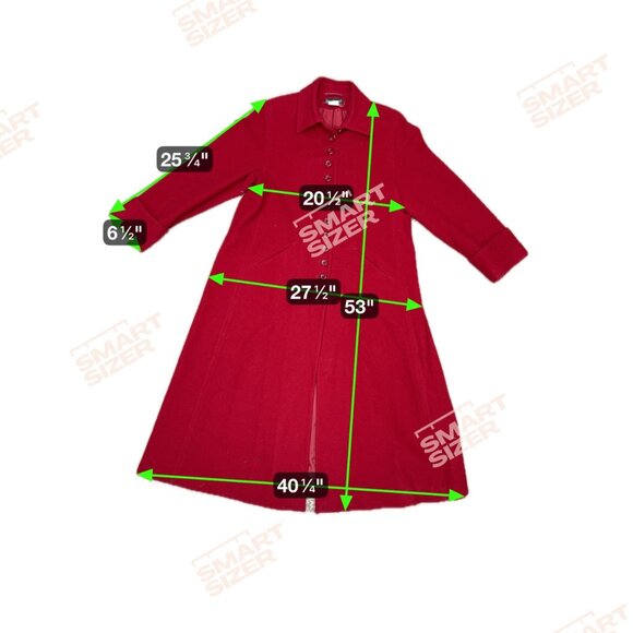 Harvé Benard Womens Red Wool Long Coat Size 14 Jacket Trench Coat Vintage Heavy - Picture 3 of 5